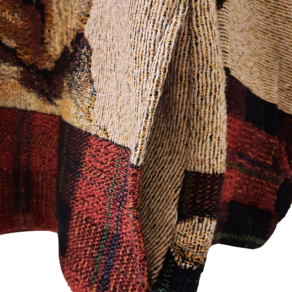 Vtg SUGAR STREET WEAVER Yorkshire Terrier Tapestry Jacket Cardigan Dogs Cottage - Picture 7 of 16